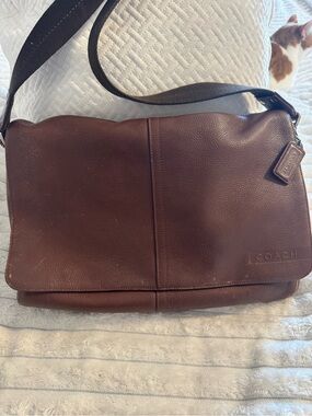Coach Brown Pebbled Leather Messenger Bag